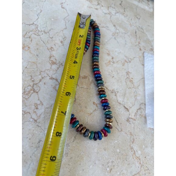 Colorful Multicolor Beaded Necklace With Metallic Finish - 18 Inches - Lobster C - Picture 6 of 7